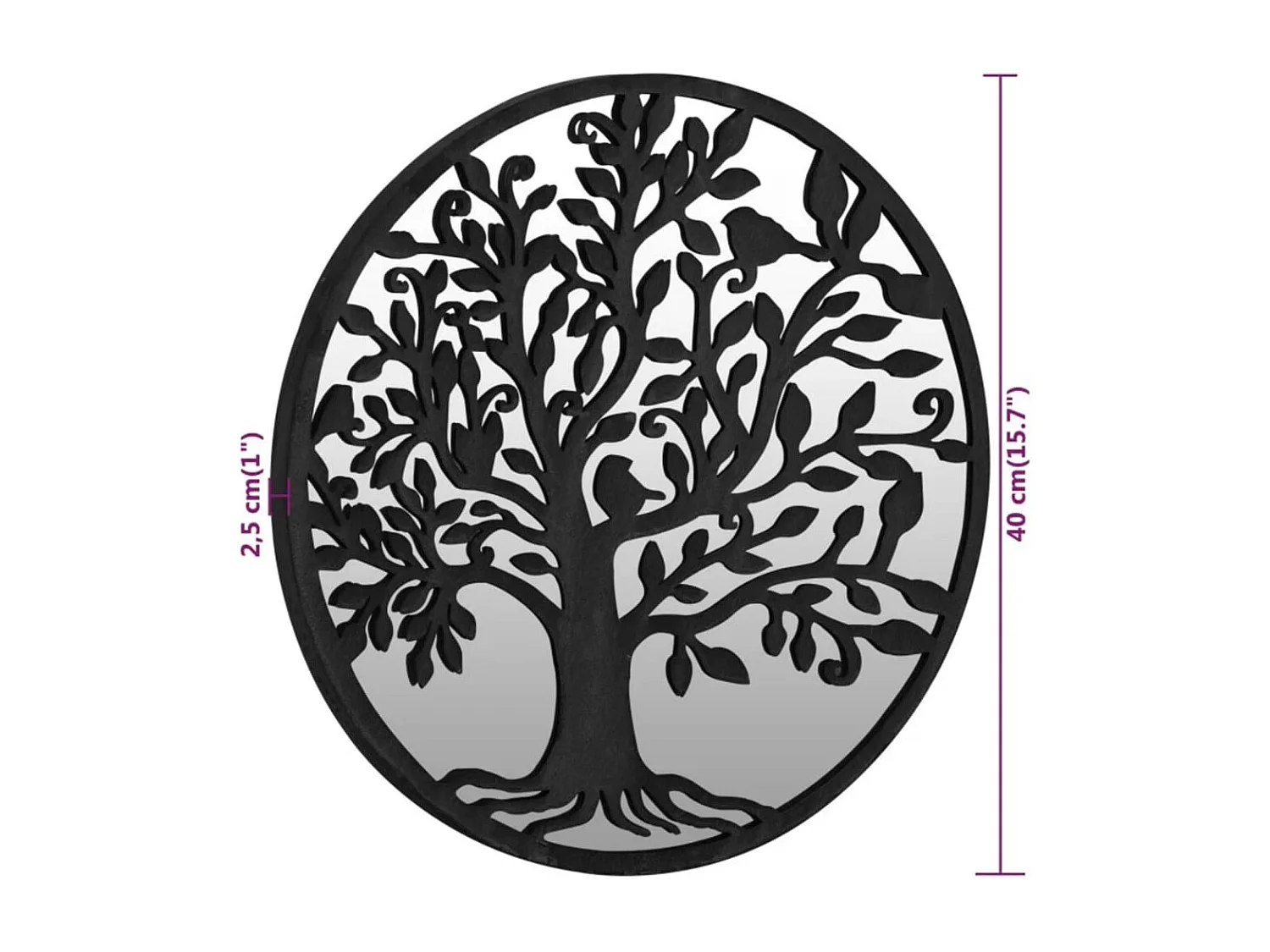 Espejo Negro 40x2,5 cm Hierro para uso interior