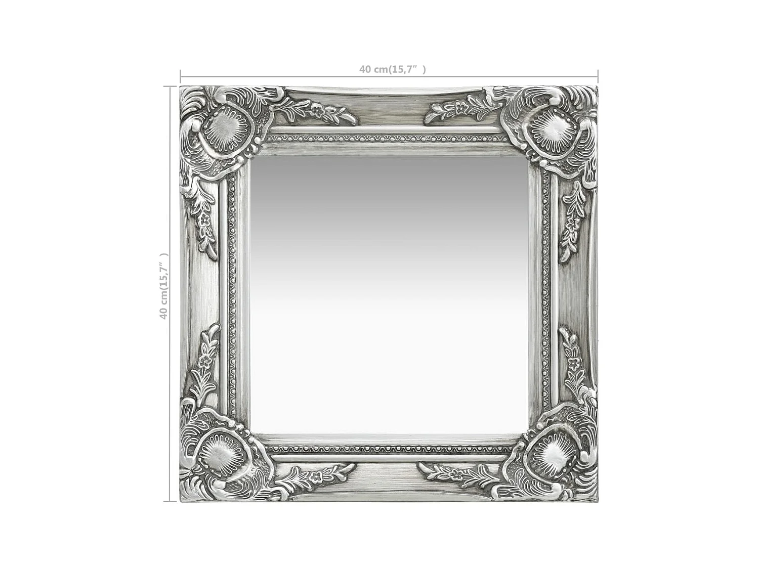 Specchio da parete in stile barocco 40x40 cm Argento