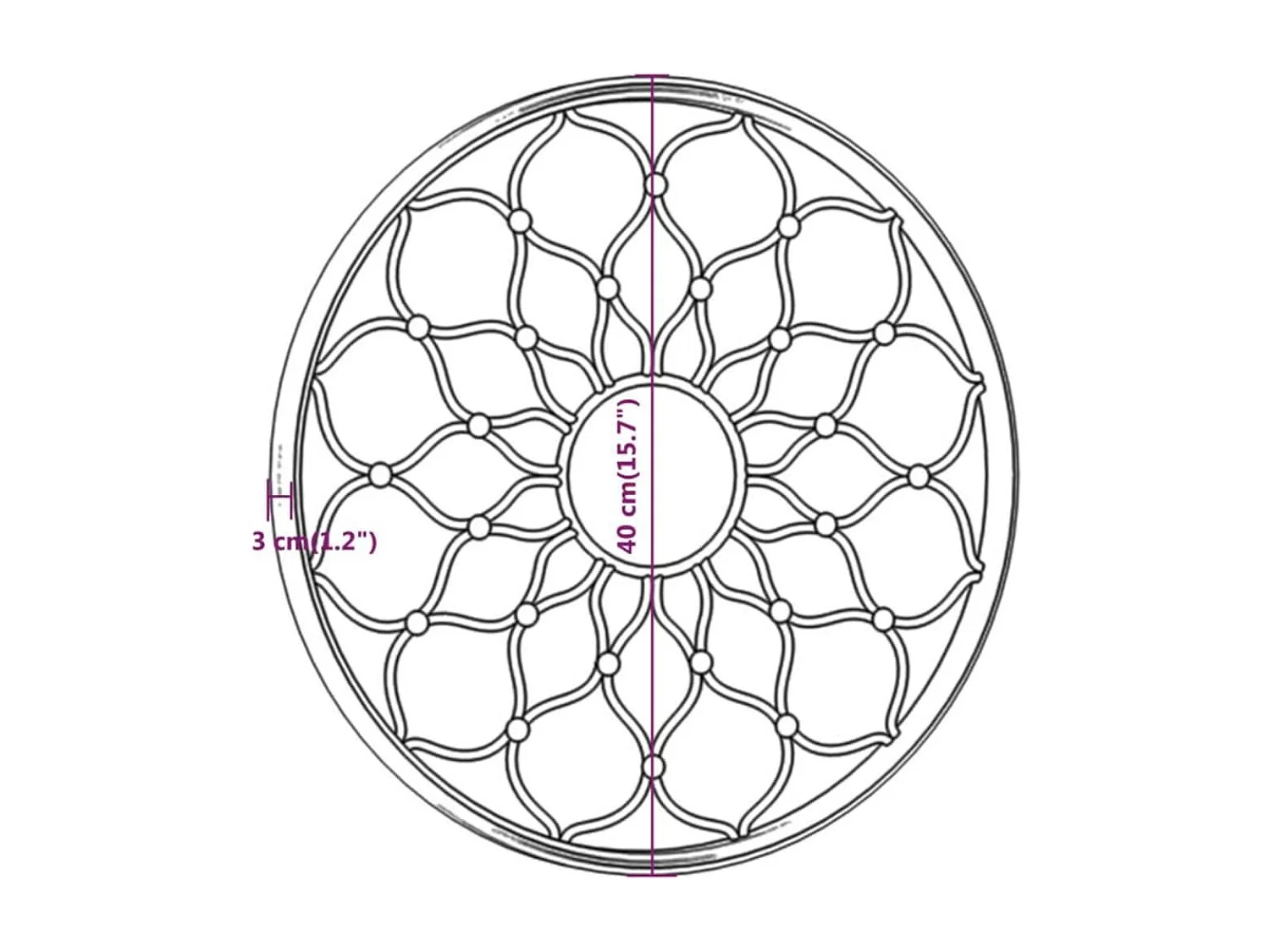 Zwarte spiegel 40x3 cm IJzer voor binnengebruik