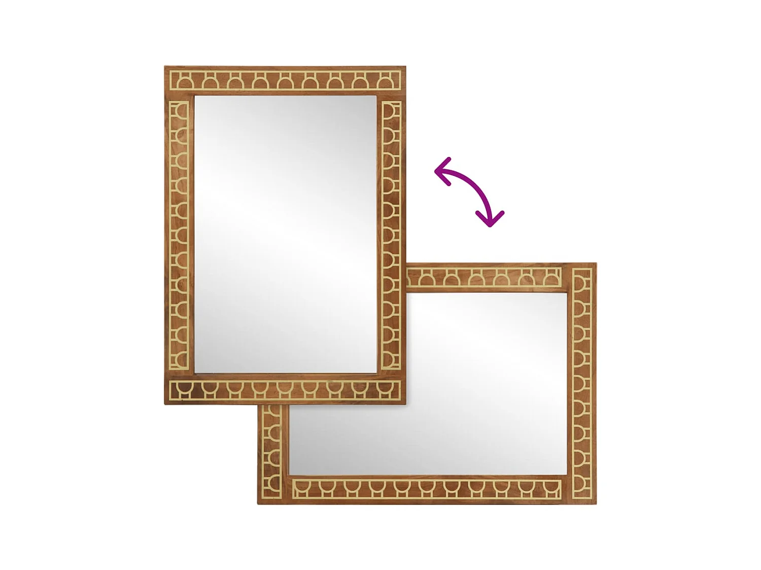 Espejo de baño 50x70x2,5 cm madera maciza de mango y cristal