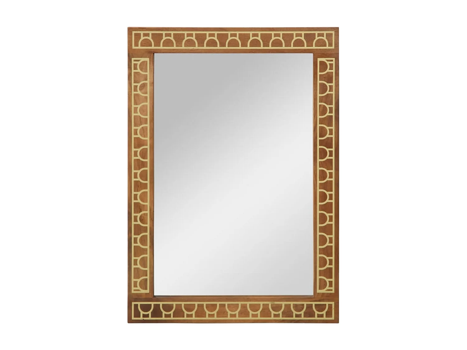 Specchio da bagno 50x70x2,5 cm in legno massello di mango e vetro