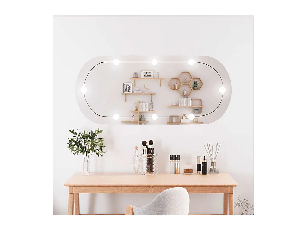 Wandspiegel met LED-verlichting 45x100 cm ovaal glas