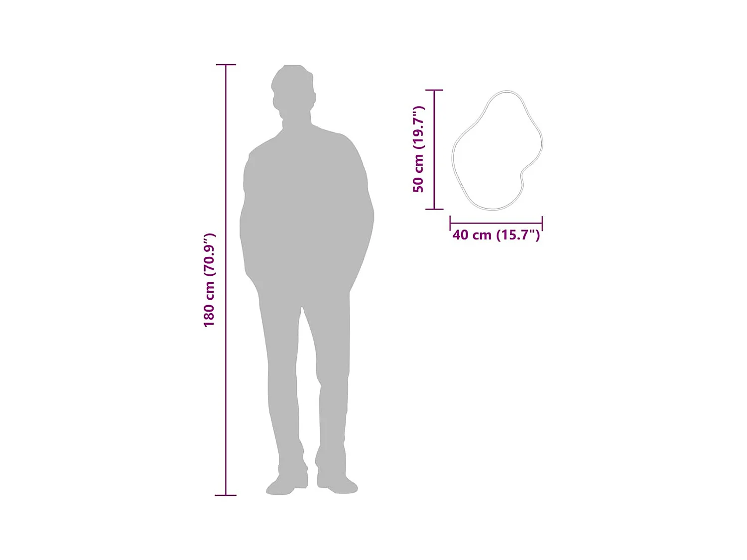 Zwarte wandspiegel 50x40 cm