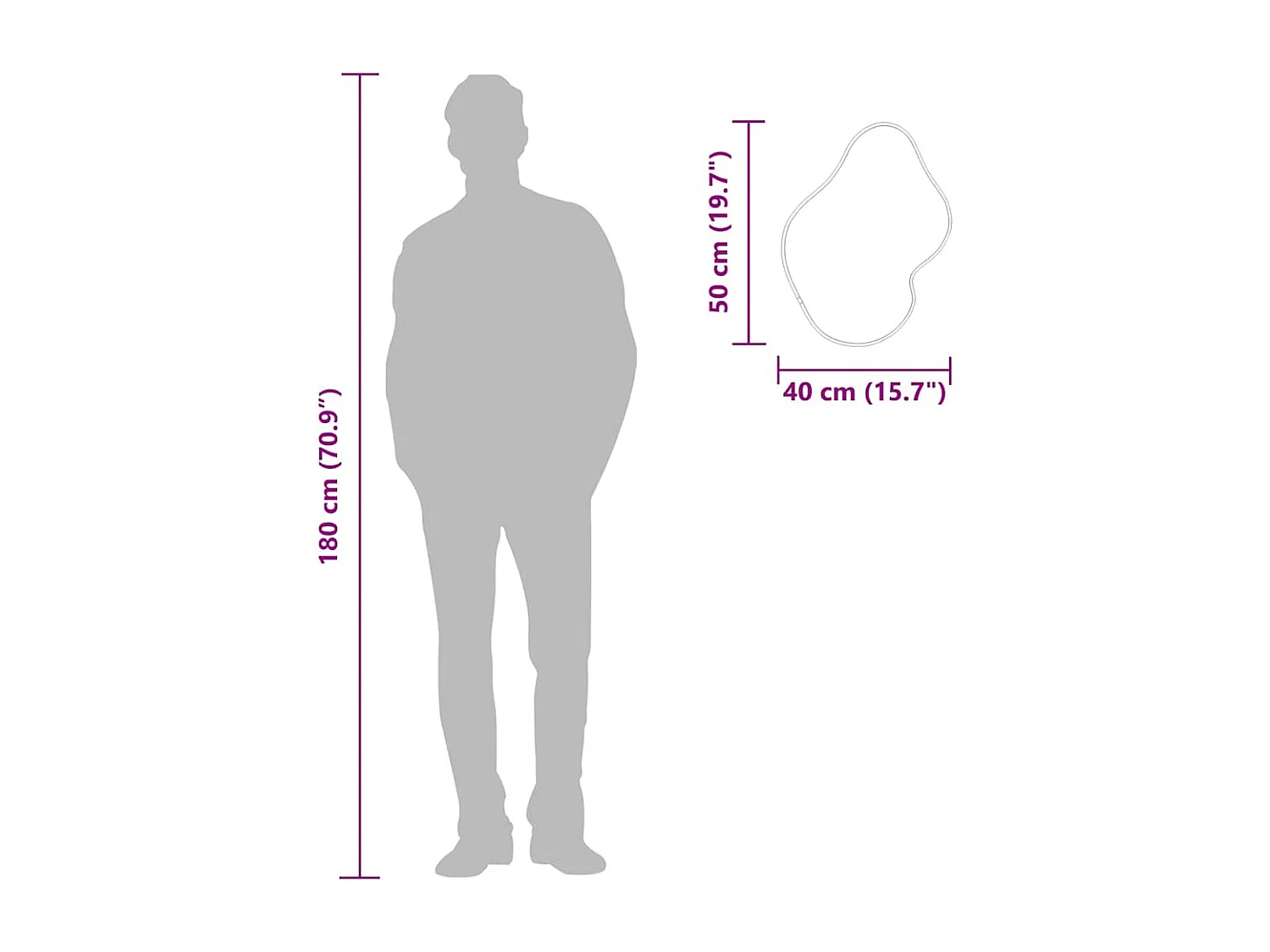 Miroir mural Noir 50x40 cm