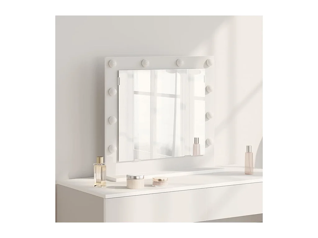 Miroir de vanité avec des lumières à LED Blanc 60 x 55 x 18 cm