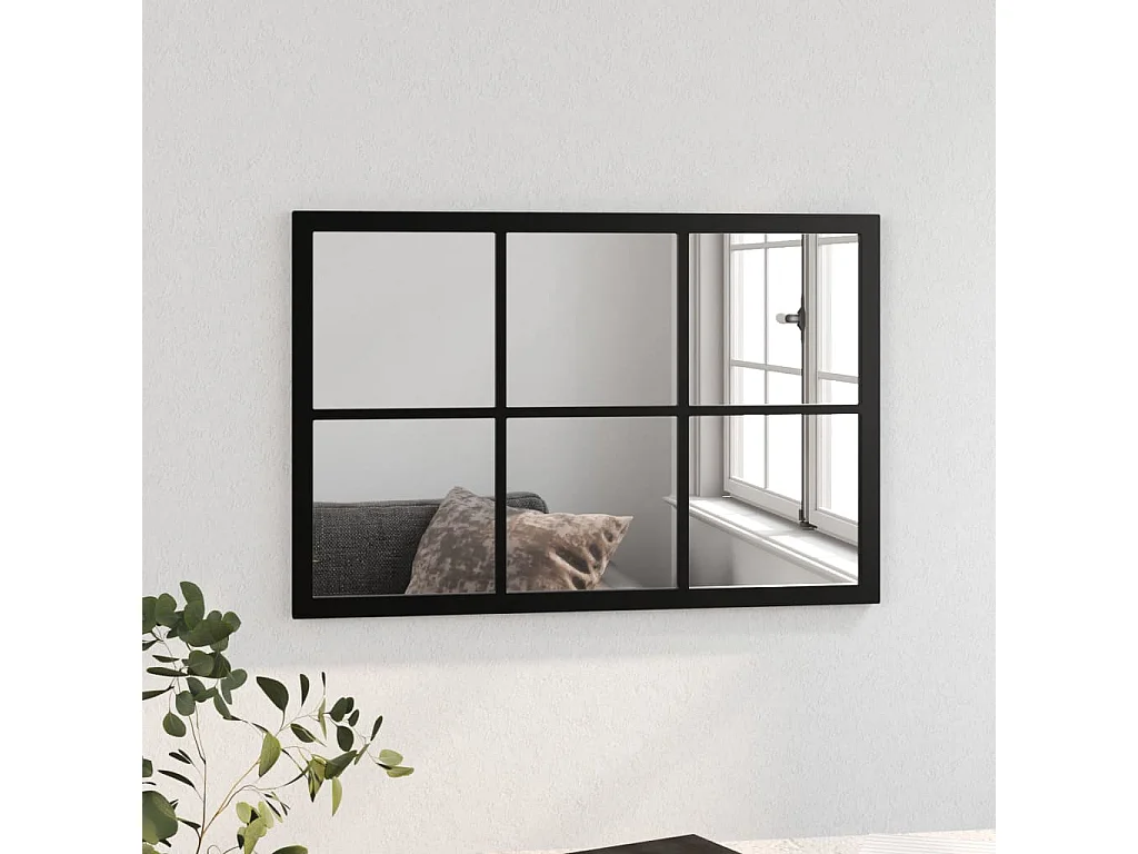 Zwarte wandspiegel 60x40 cm metaal