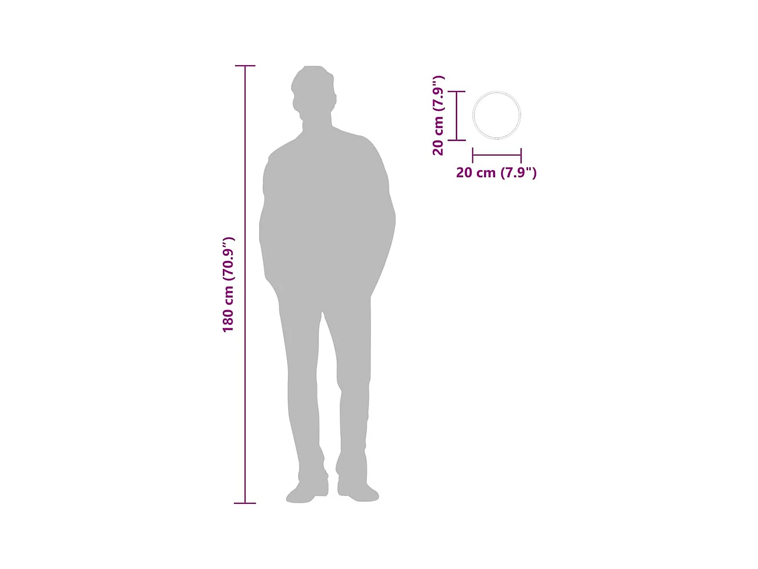 Specchio da parete argentato Ø 20 cm Rotondo