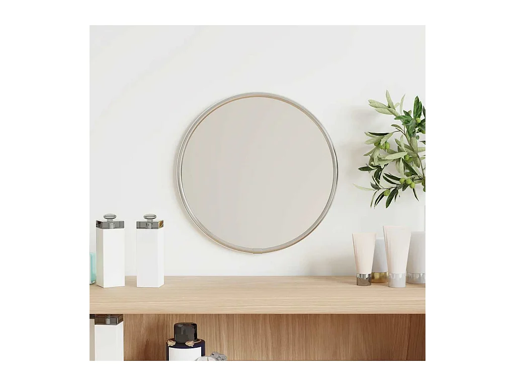 Zilveren wandspiegel Ø 20 cm Rond