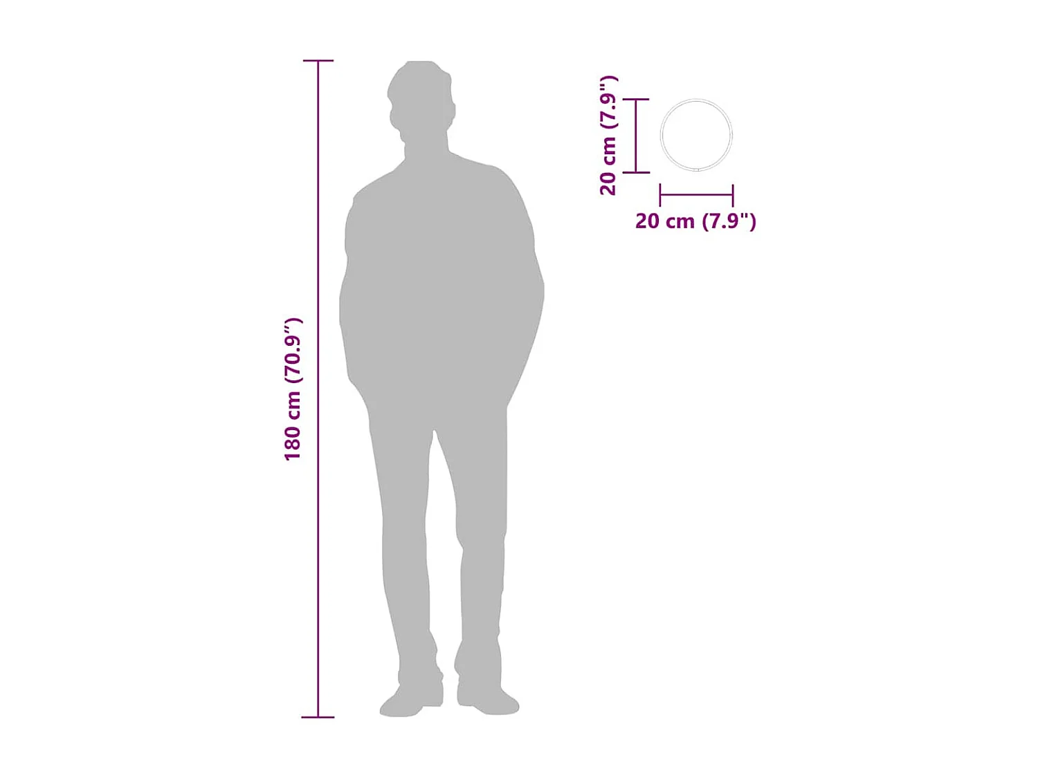 Espejo de pared plateado Ø 20 cm Redondo