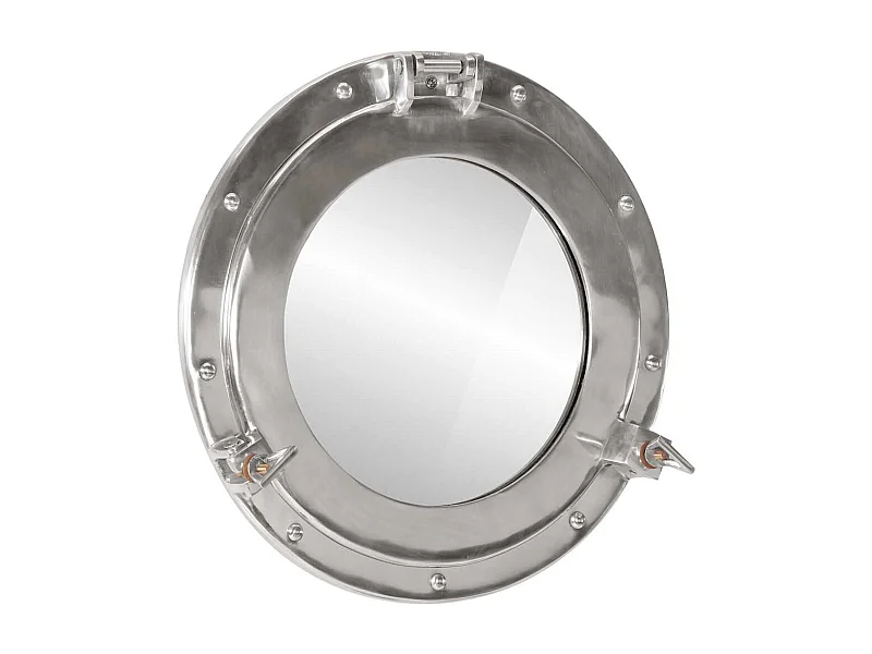 Miroir en forme de hublot mural Ø38 cm aluminium et verre