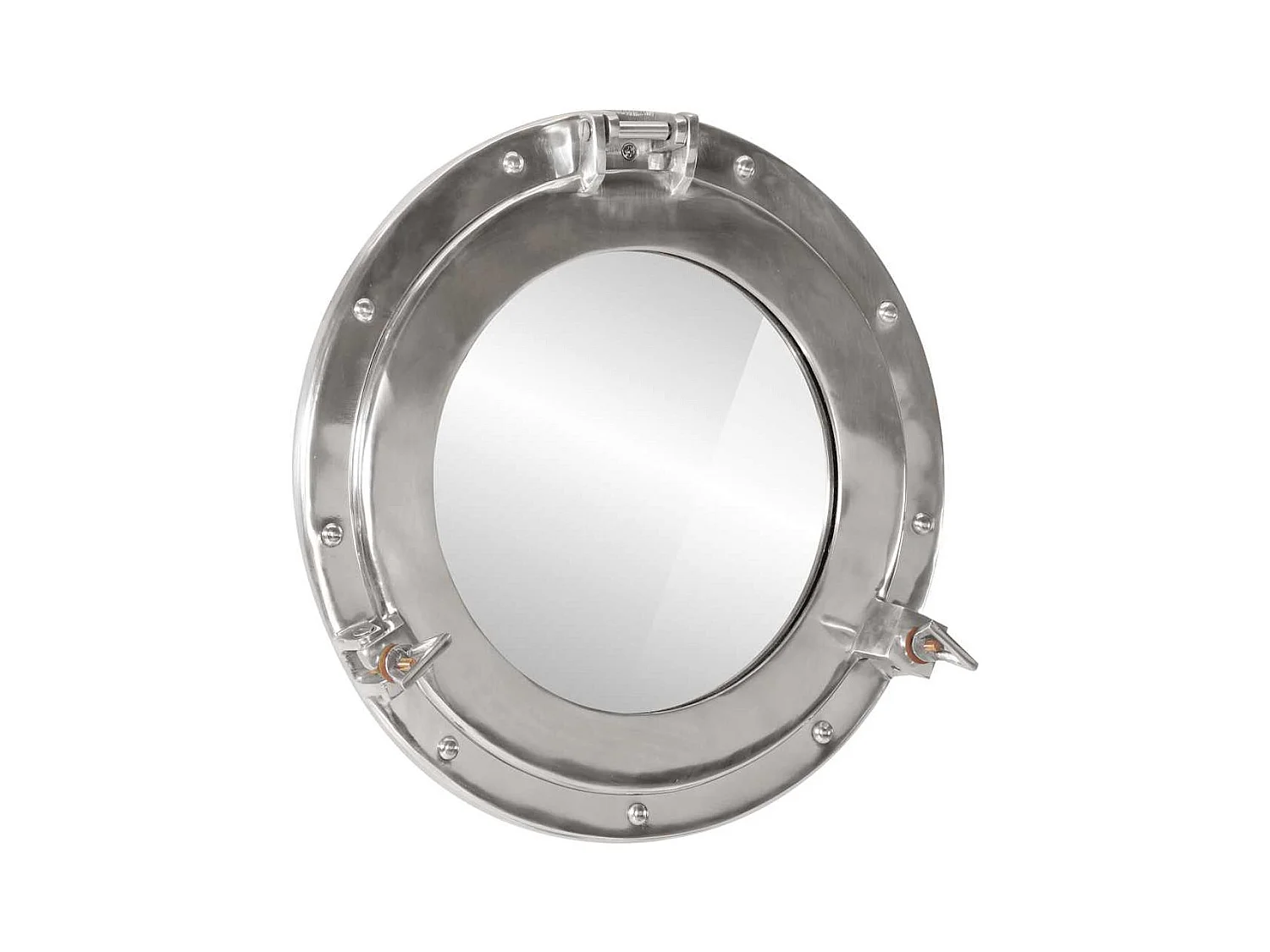 Miroir en forme de hublot mural Ø38 cm aluminium et verre