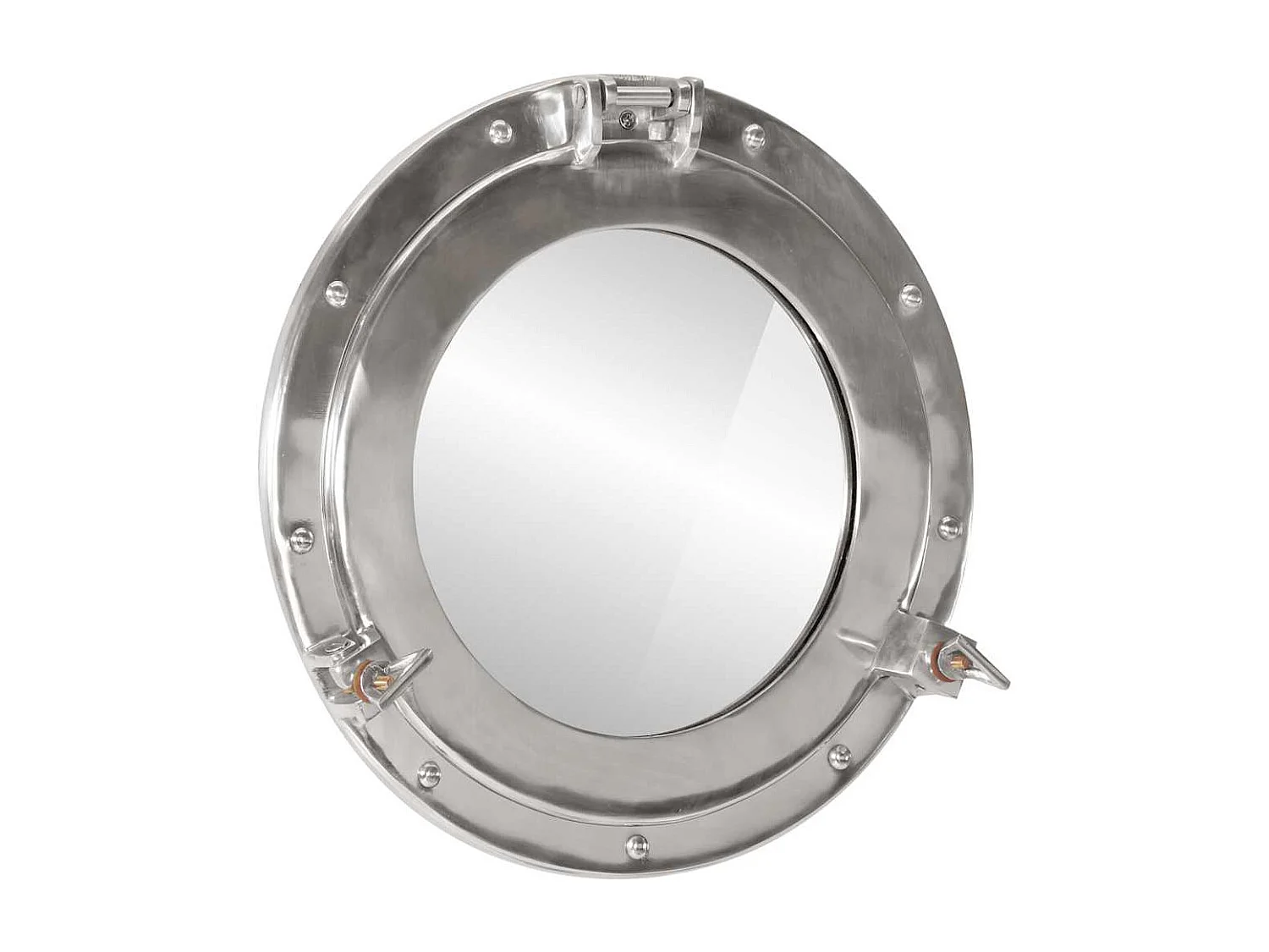 Miroir en forme de hublot mural Ø38 cm aluminium et verre