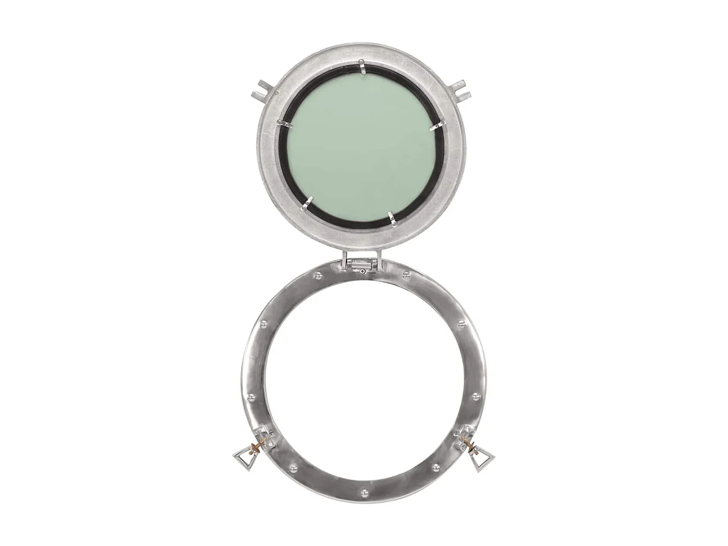 Miroir en forme de hublot mural Ø38 cm aluminium et verre