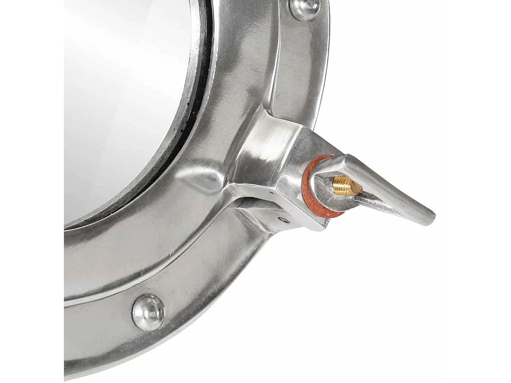 Miroir en forme de hublot mural Ø38 cm aluminium et verre