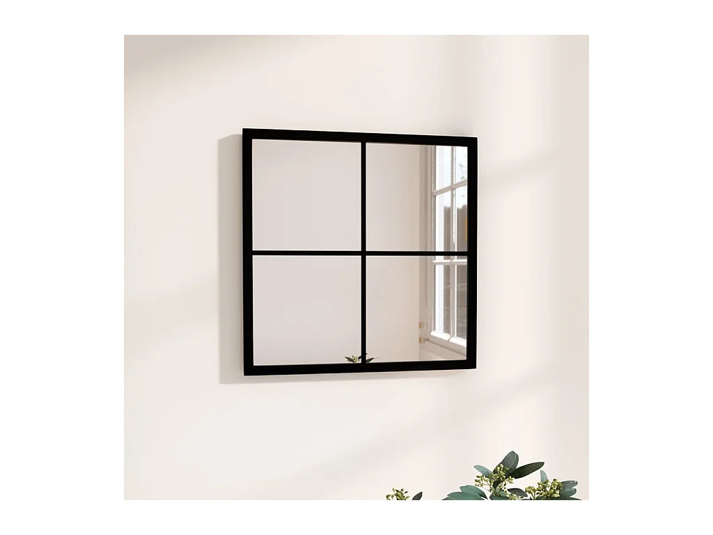 Zwarte wandspiegel 40x40 cm metaal