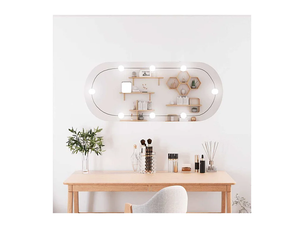 Wandspiegel met LED-verlichting 25x60 cm ovaal glas