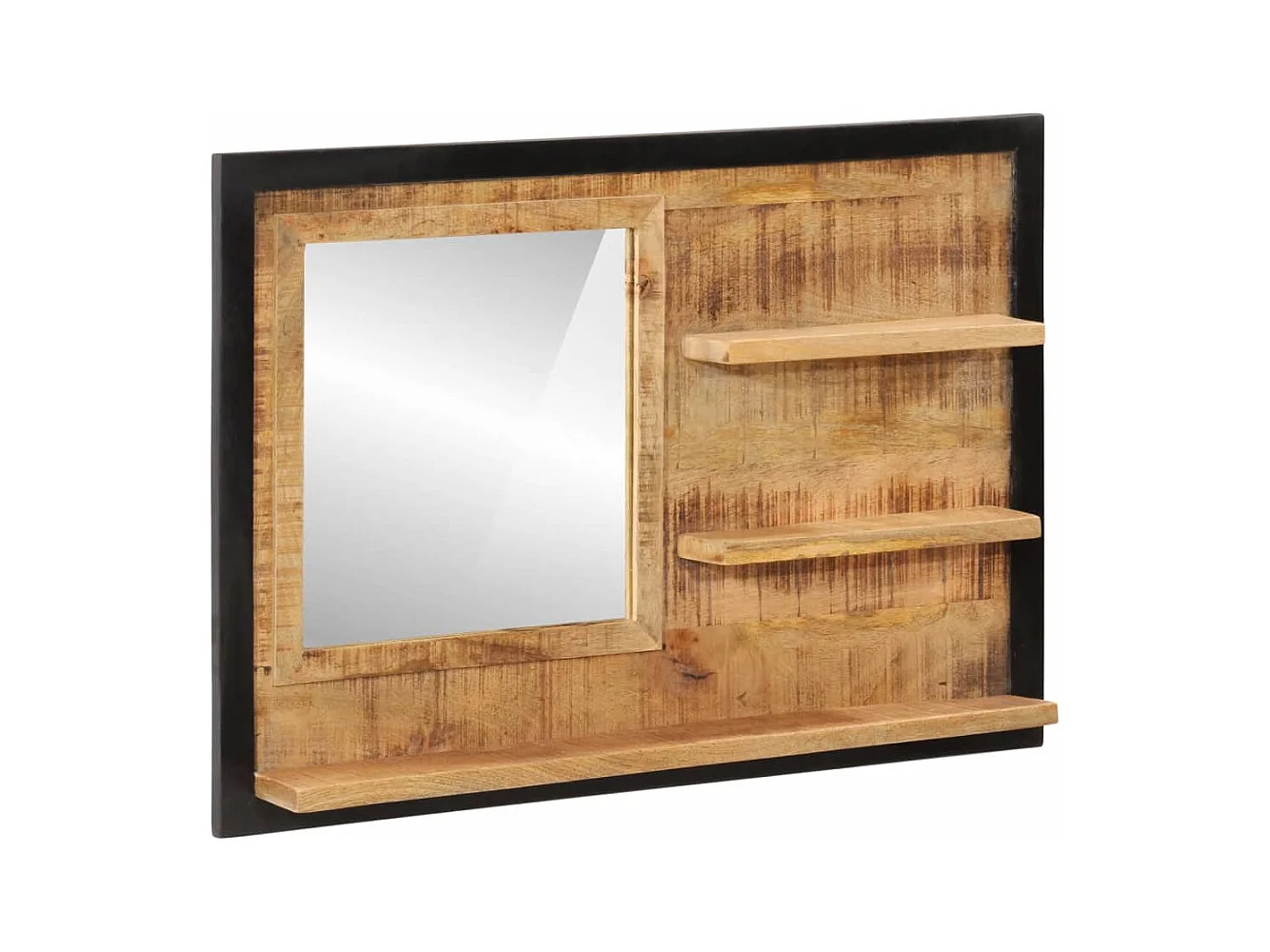 Miroir avec étagères 80x8x55 cm verre et bois massif manguier