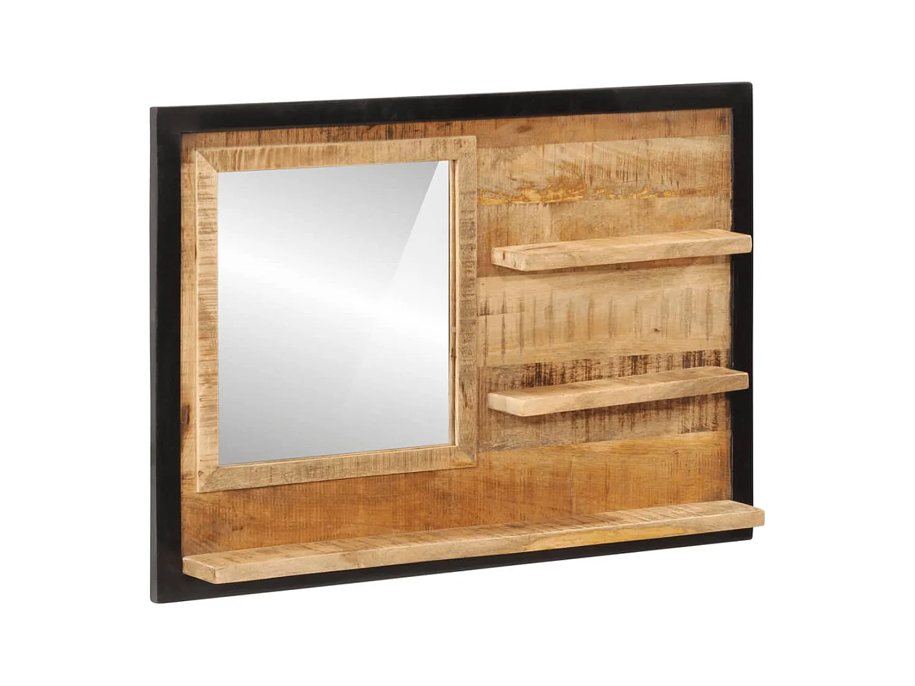 Miroir avec étagères 80x8x55 cm verre et bois massif manguier