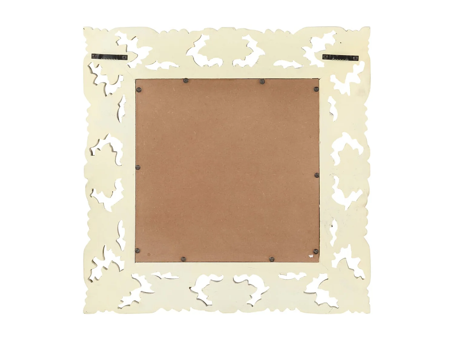 Specchio intagliato a mano Bianco 50x50 cm Legno massello di mango