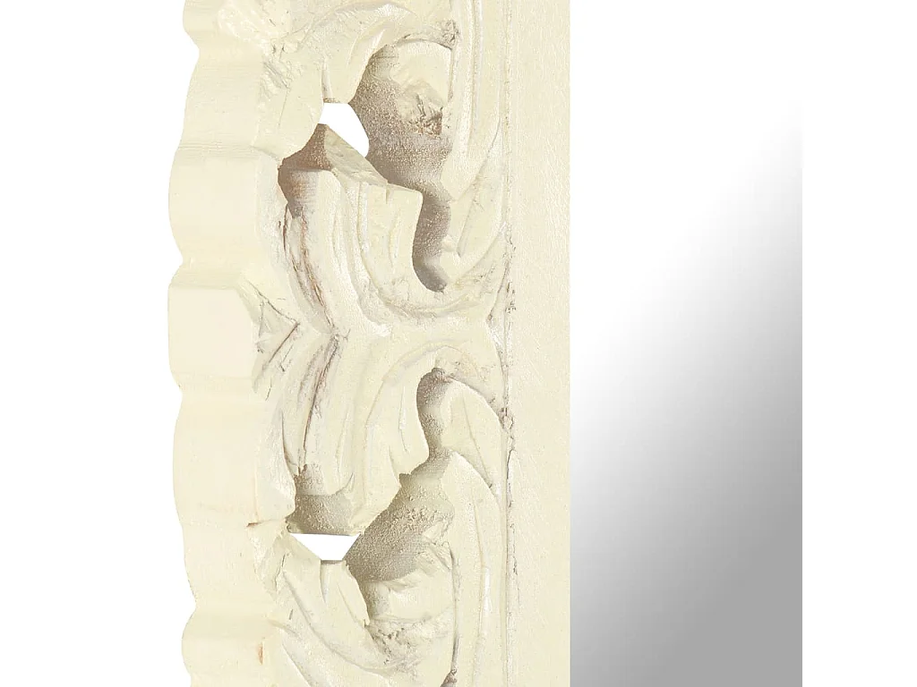 Specchio intagliato a mano Bianco 50x50 cm Legno massello di mango