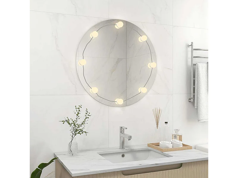 Specchio da parete con luci LED Vetro rotondo