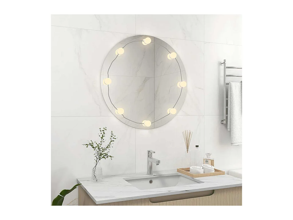 Wandspiegel met LED-verlichting Rond Glas
