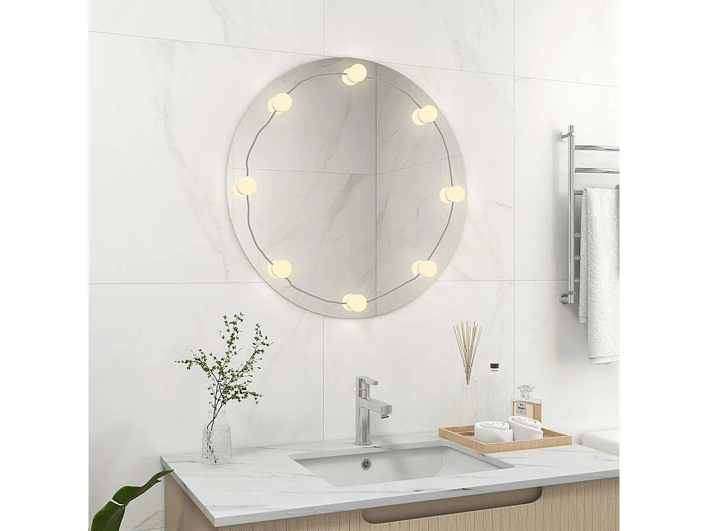 Specchio da parete con luci LED Vetro rotondo