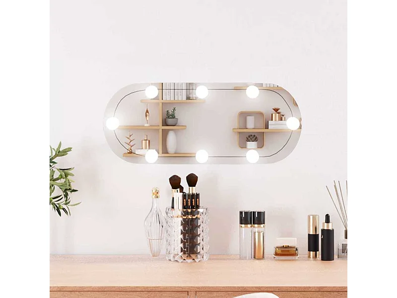 Espejo de pared con luces LED 20x50 cm cristal ovalado