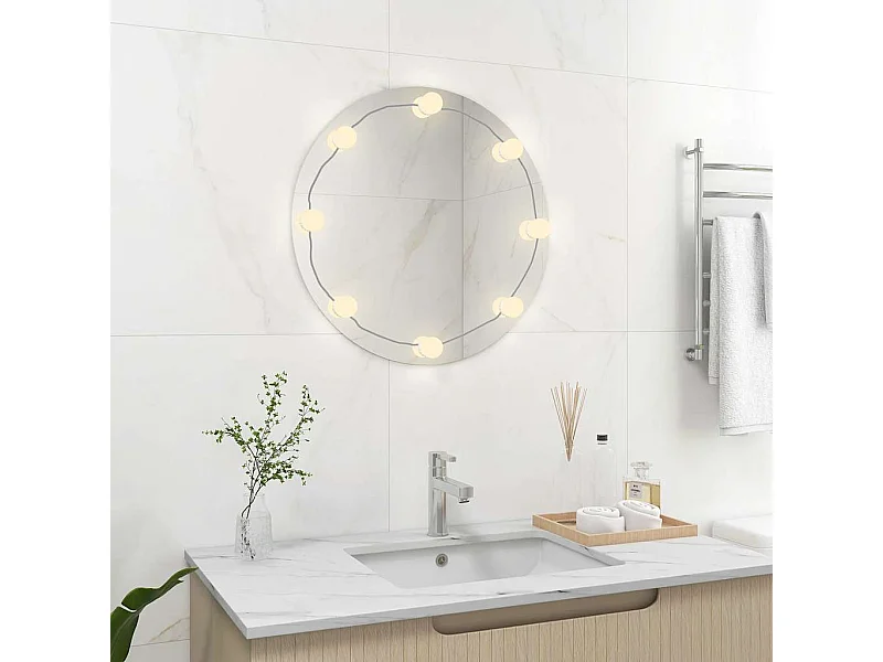 Espejo de pared con luces LED Cristal Redondo