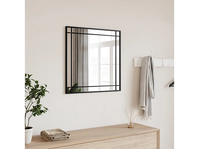 Zwarte wandspiegel 60x60 cm vierkant ijzer