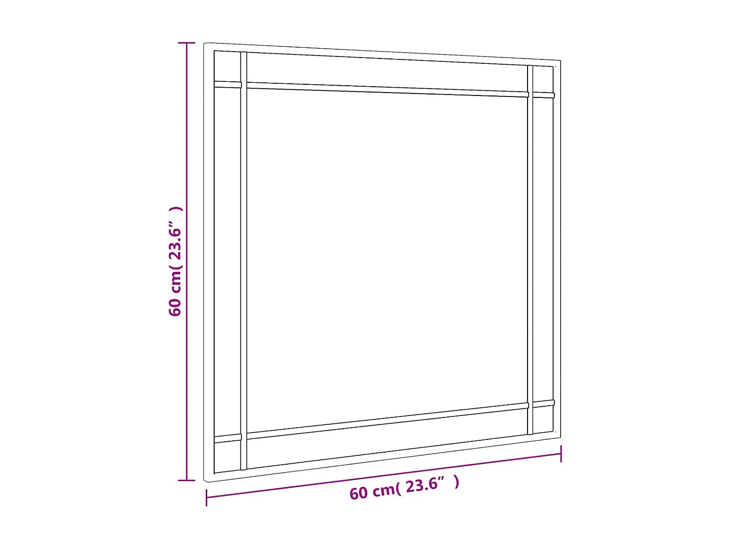 Espejo de pared negro 60x60 cm cuadrado de hierro