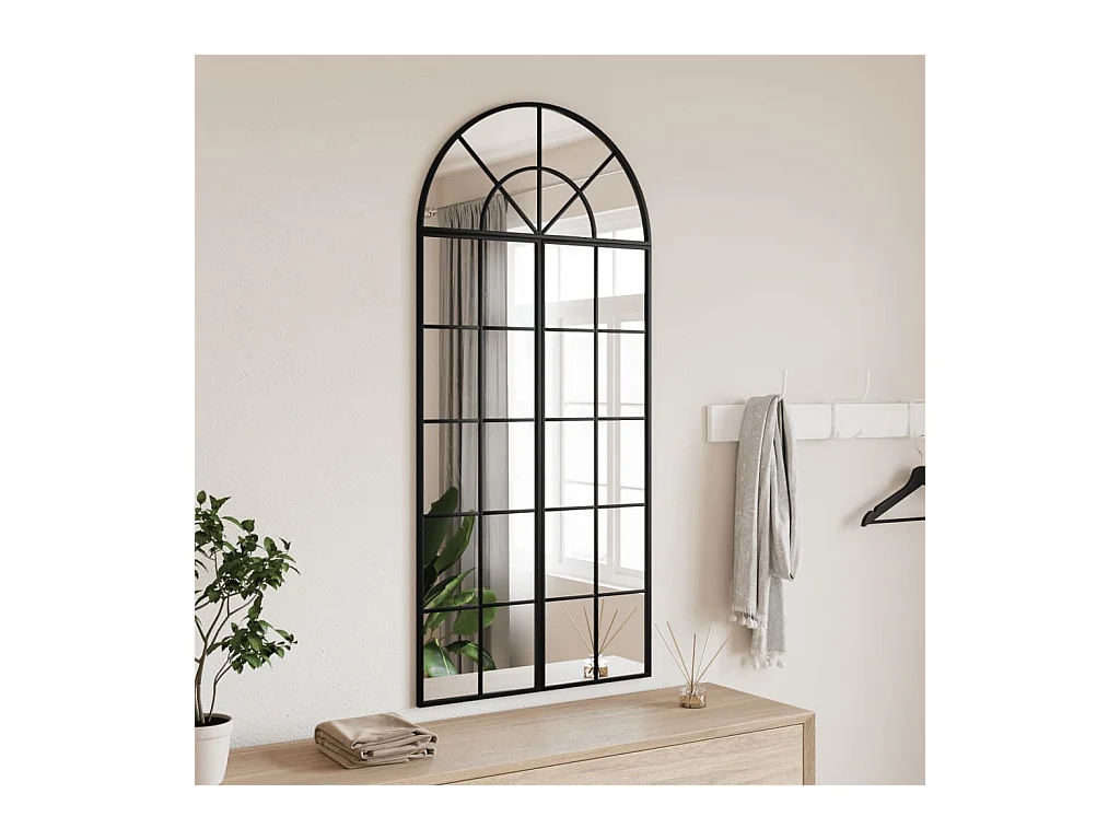 Specchio da parete nero 60x130 cm arco in ferro