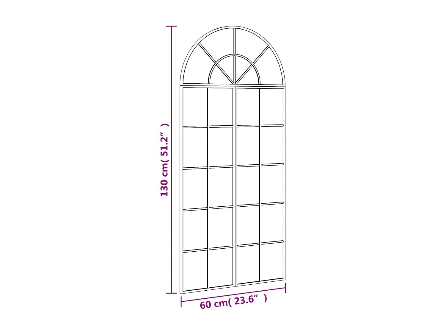 Specchio da parete nero 60x130 cm arco in ferro