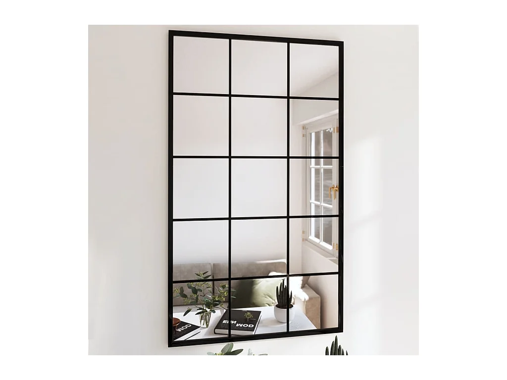 Espejos de pared 2 uds negro 100x60 cm metal