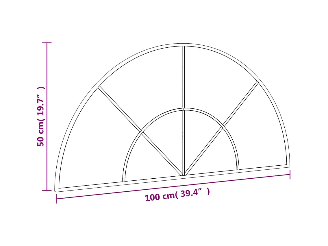 Zwarte wandspiegel 100x50 cm ijzeren boog