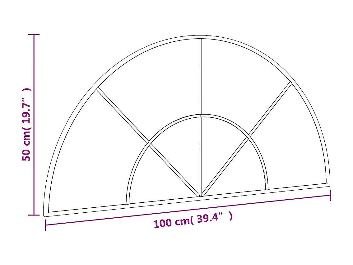 Specchio da parete nero 100x50 cm arco in ferro