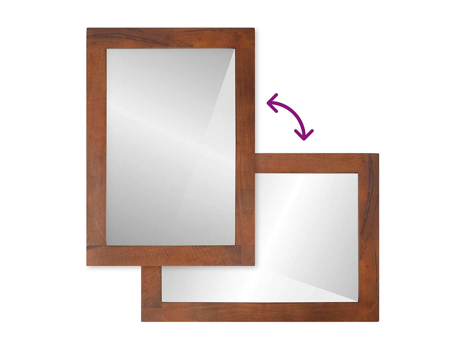 Miroir avec miroir marron et argenté 50 x 70 cm