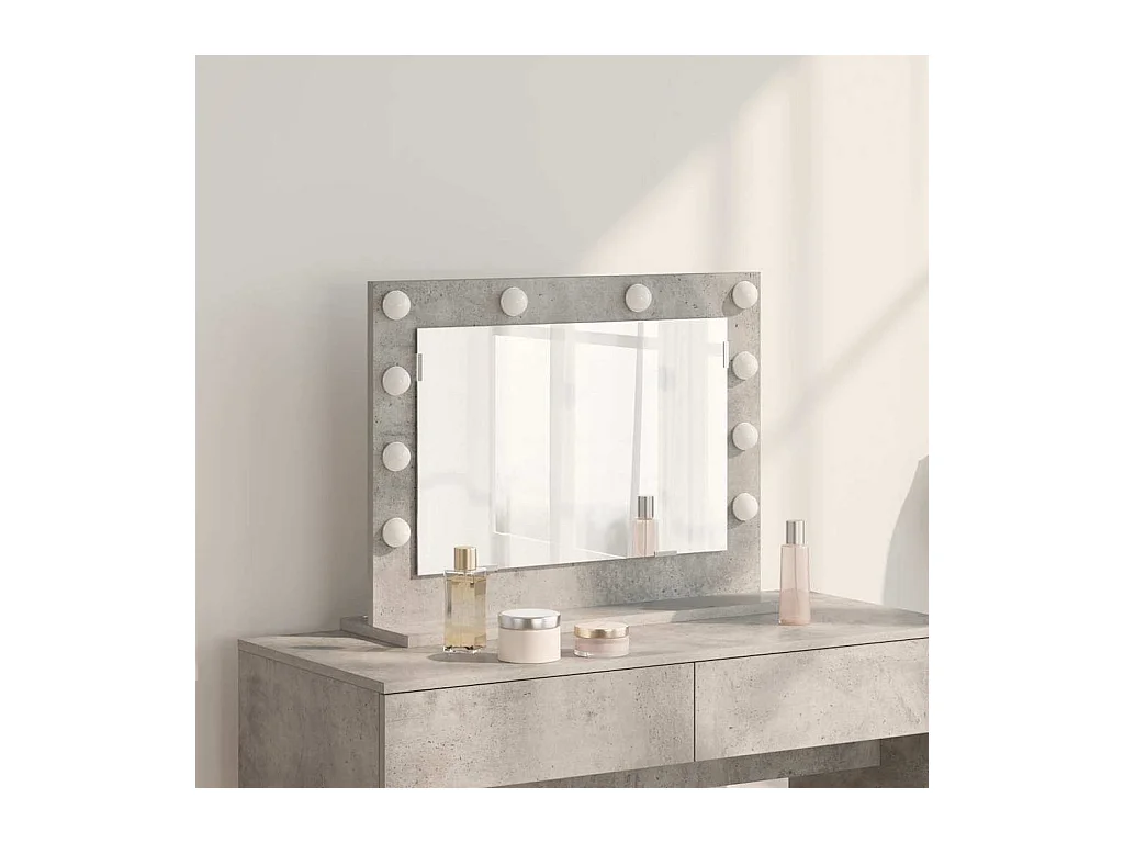 Specchio da toeletta con specchio Grigio cemento 60 x 45 x 18 cm