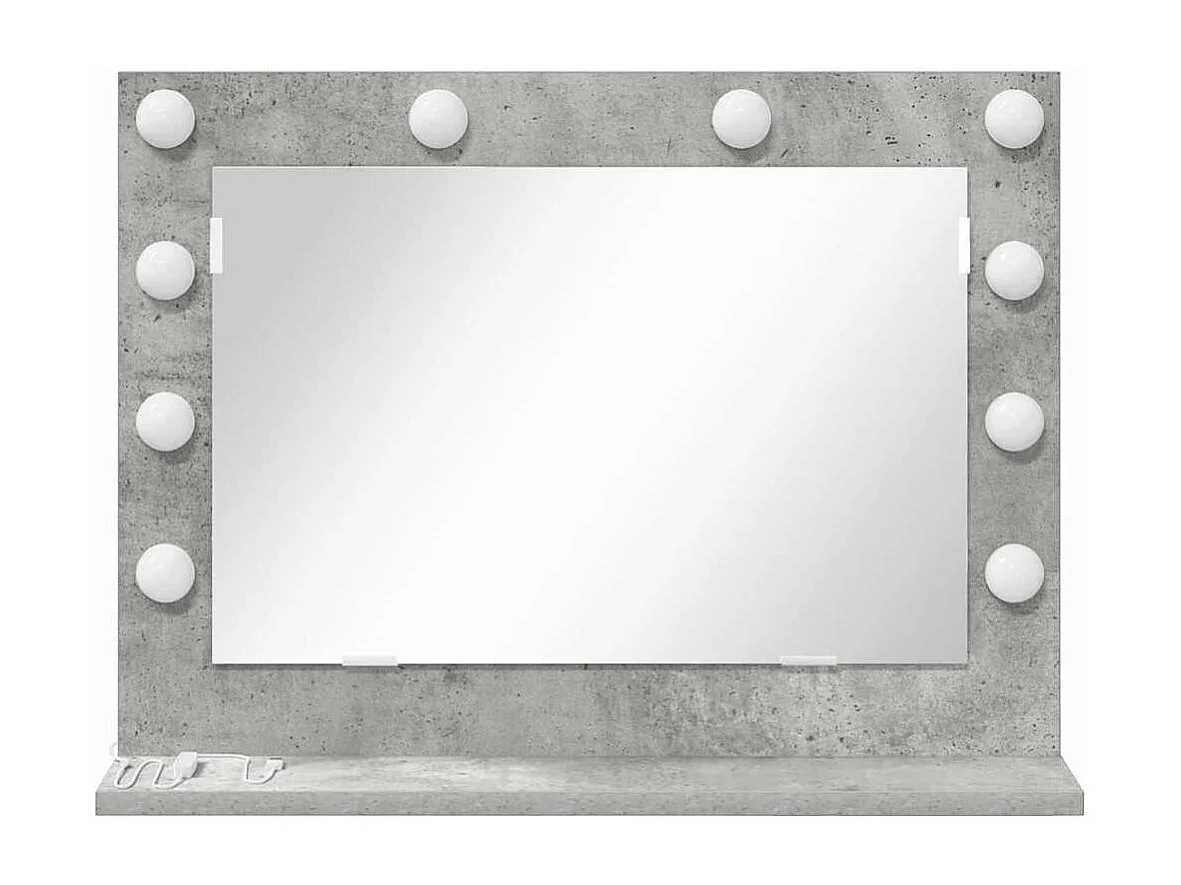 Specchio da toeletta con specchio Grigio cemento 60 x 45 x 18 cm