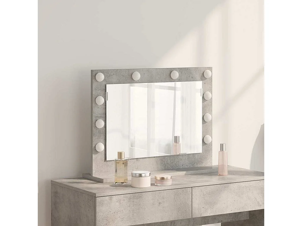Miroir de vanité avec miroir Gris béton 60 x 45 x 18 cm