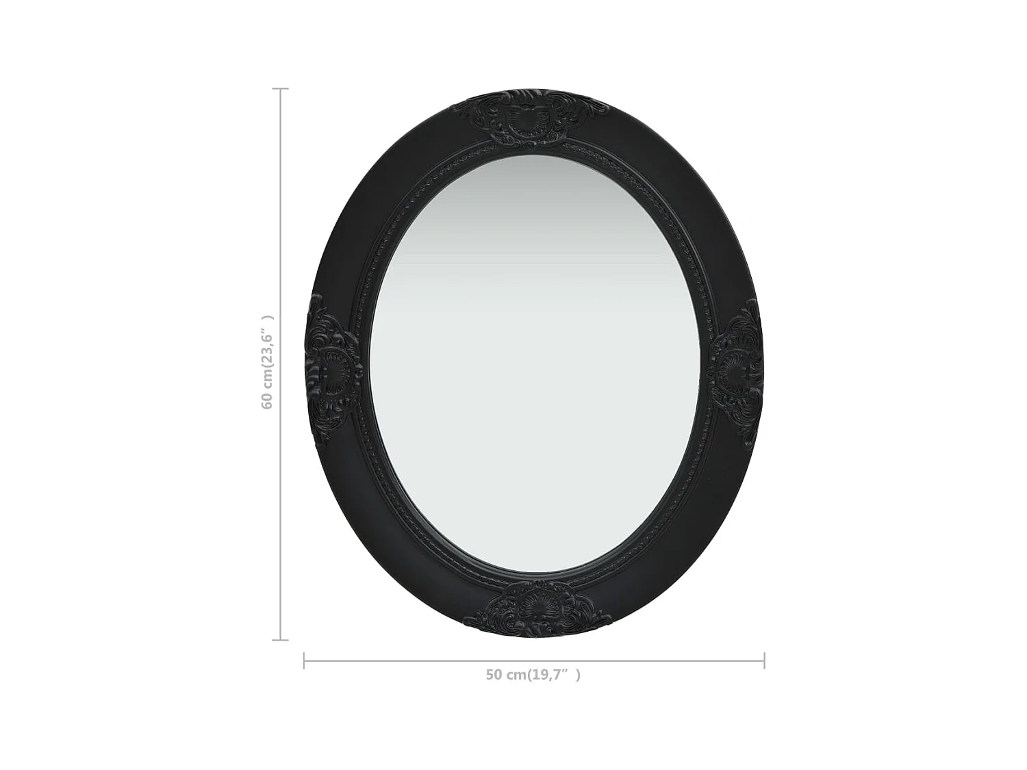 Espejo de pared estilo barroco 50x60 cm negro