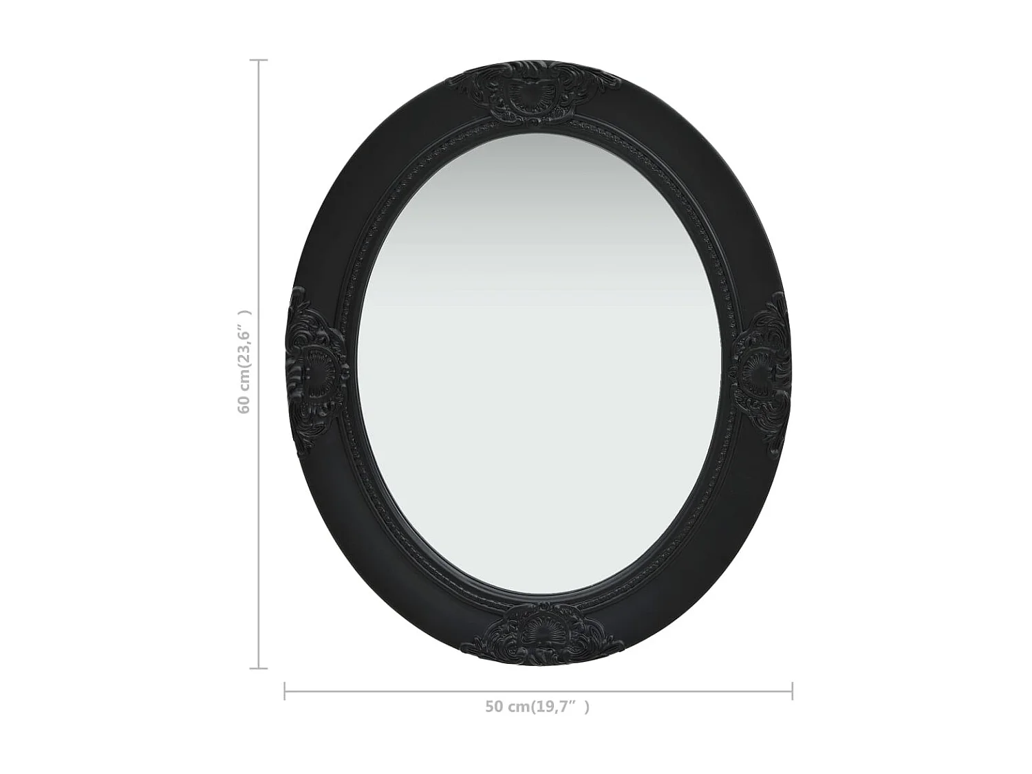 Espejo de pared estilo barroco 50x60 cm negro