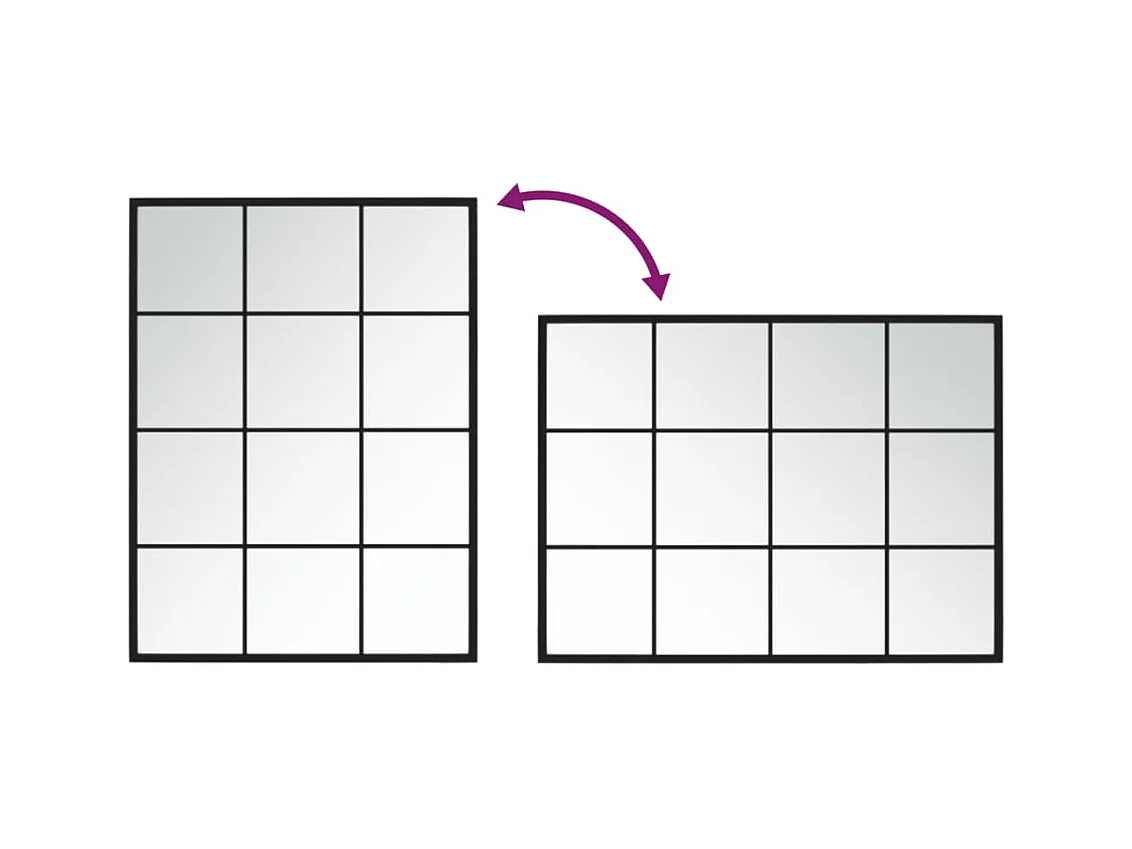 Specchio da parete nero 80x60 cm metallo