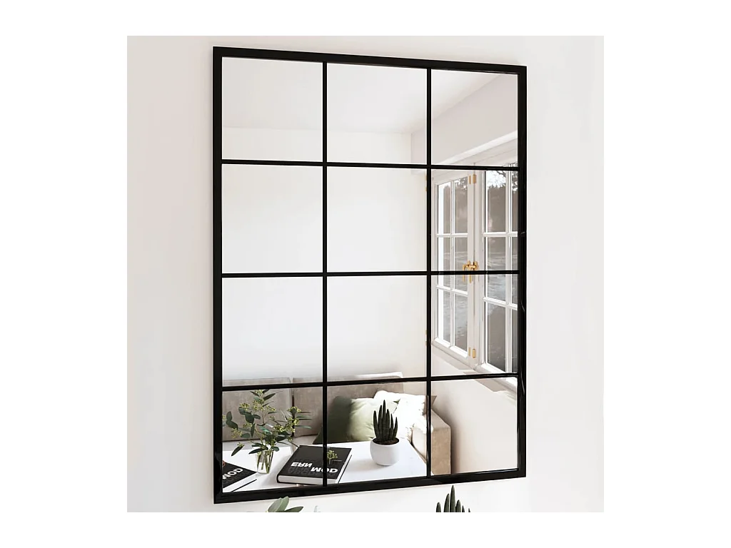 Zwarte wandspiegel 80x60 cm metaal