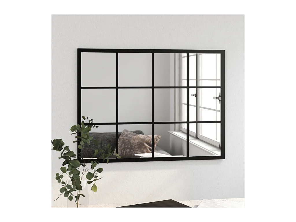 Zwarte wandspiegel 80x60 cm metaal