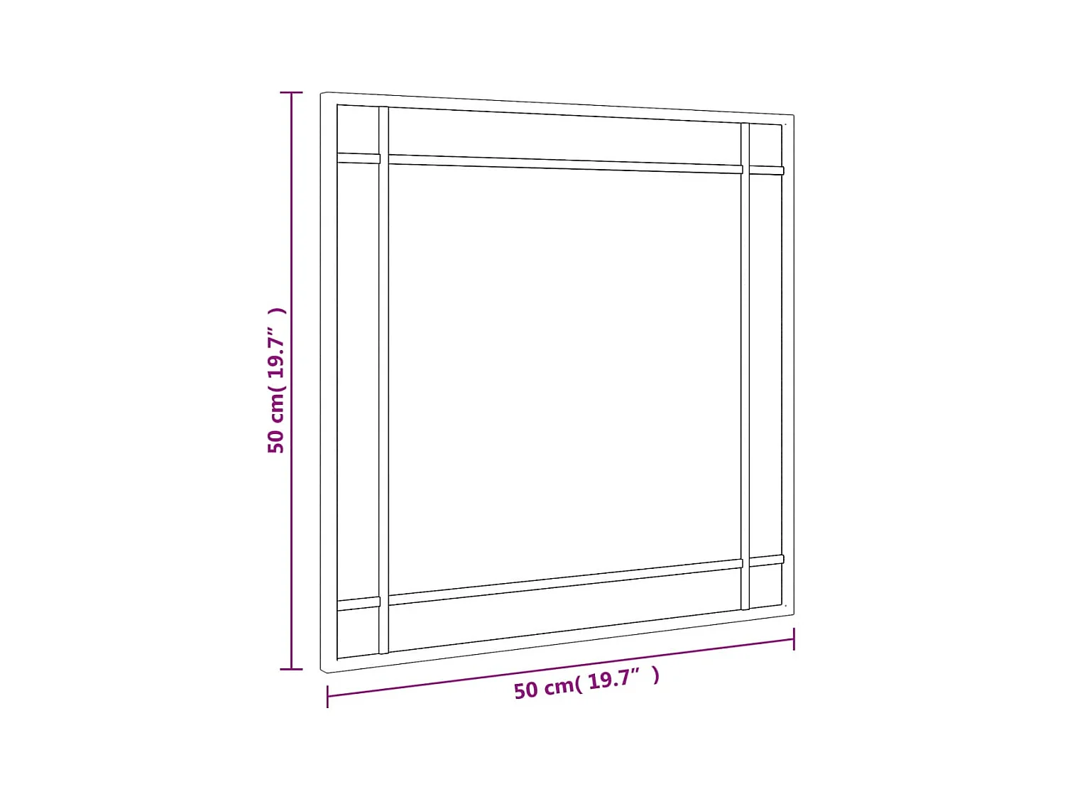 Specchio da parete nero 50x50 cm quadrato in ferro