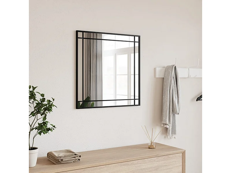 Espejo de pared negro 50x50 cm cuadrado de hierro