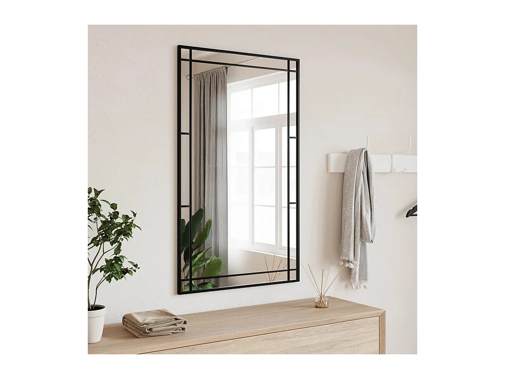 Specchio da parete nero 60x100 cm rettangolare in ferro