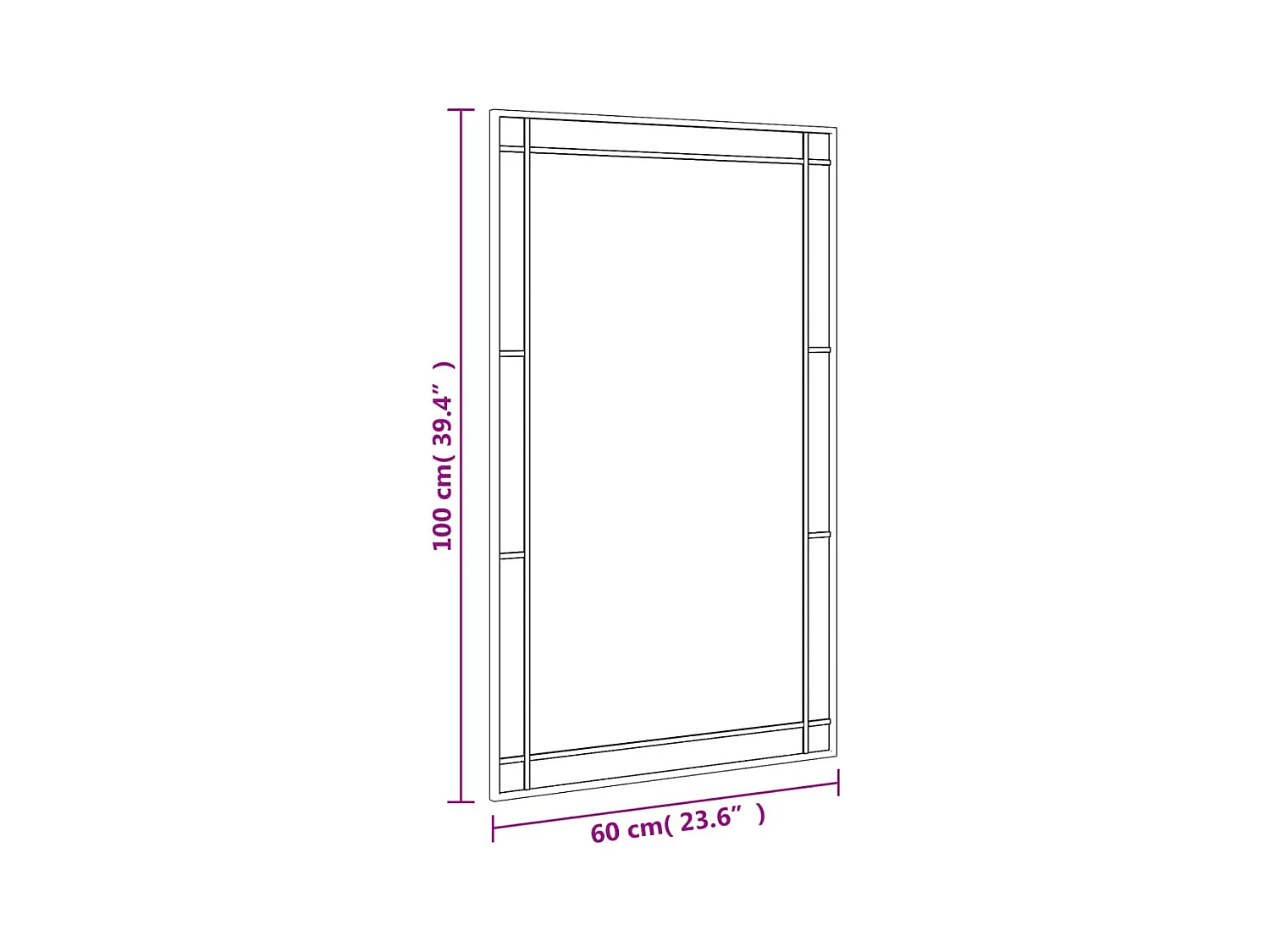 Specchio da parete nero 60x100 cm rettangolare in ferro