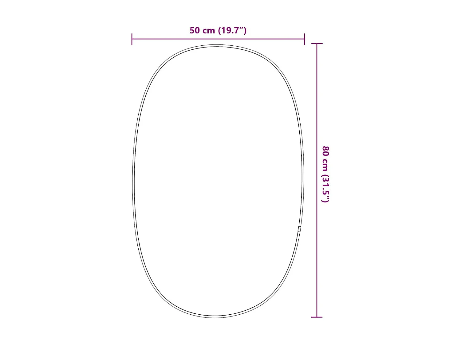 Zwarte wandspiegel 80x50 cm